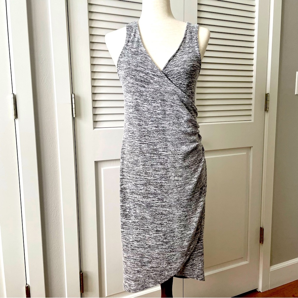 Leith Ruched Body-con Sleeveless Surplice V-neck  Knit Dress Size M